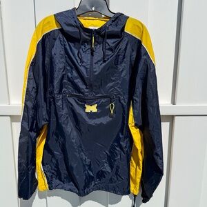 VTG USA Sport Club Michigan Wolverines Windbreaker Jacket 1/4 Zip Hood Men Sz XL